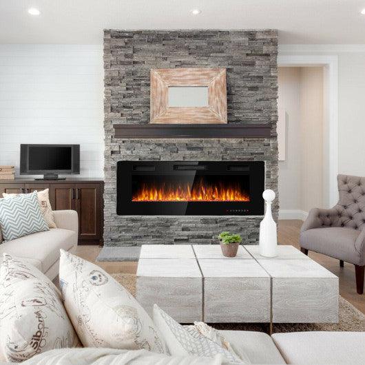 50 Inch Recessed Ultra Thin Electric Fireplace with Timer at Set Shop and Smile