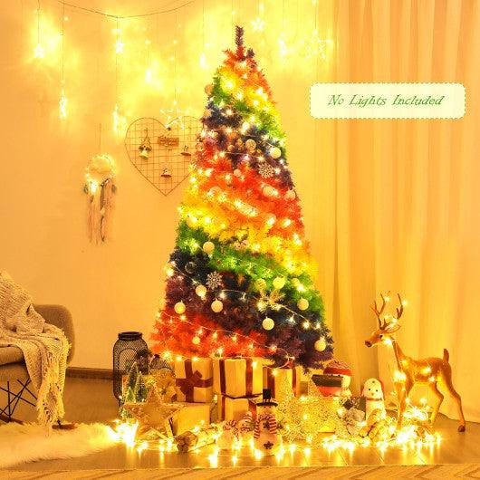 7 Feet Artificial Hinged Traditional Christmas Tree with Metal Stand at Set Shop and Smile