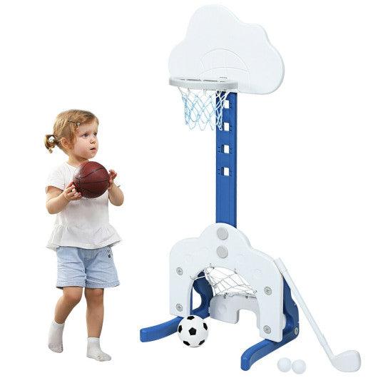 3-in-1 Kids Basketball Hoop Set with Balls-White at Set Shop and Smile