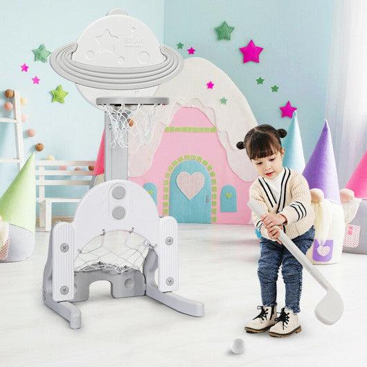 3 in 1 Kids Basketball Hoop Set with Balls-White at Set Shop and Smile