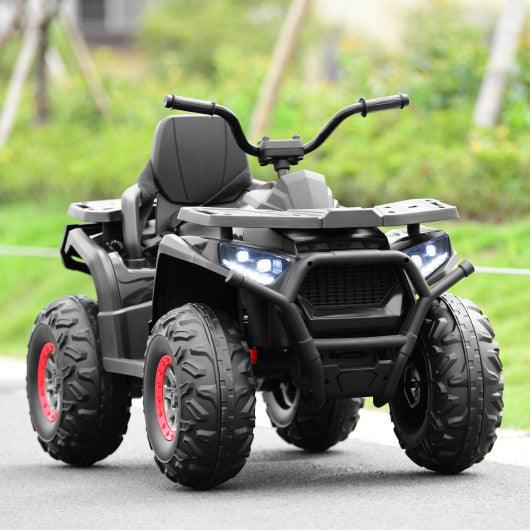 12 V Kids Electric 4-Wheeler ATV Quad with MP3 and LED Lights-Black at Set Shop and Smile