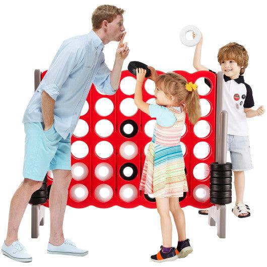 3.5 Feet Tall Jumbo 4 to Score Giant Game Set with 42 Jumbo Rings-Red at Set Shop and Smile