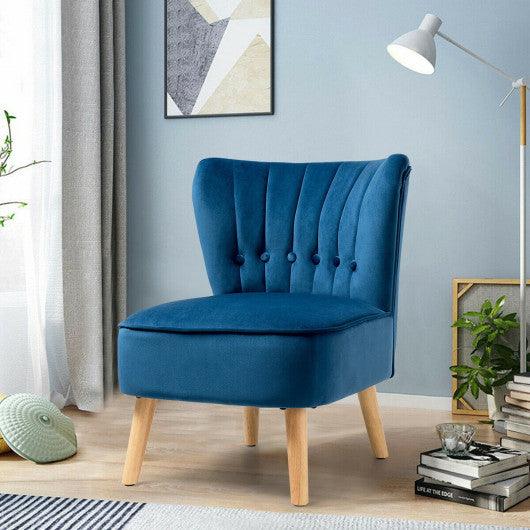 Armless Accent Chair Tufted Velvet Leisure Chair-Blue at Set Shop and Smile