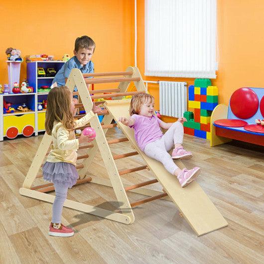 Foldable Wooden Climbing Triangle Indoor with Ladder for Toddler Baby-Natural at Set Shop and Smile