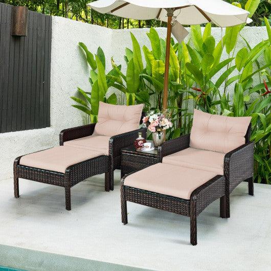 5 Pcs Patio Rattan Wicker Sofa Furniture Set at Set Shop and Smile