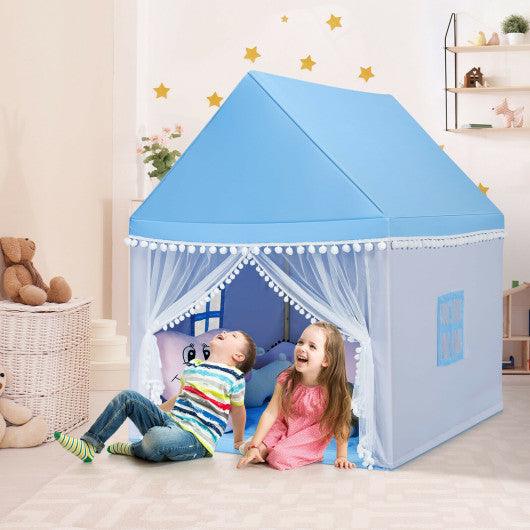 Kids Play Tent Large Playhouse Children Play Castle Fairy Tent Gift with Mat-Blue at Set Shop and Smile