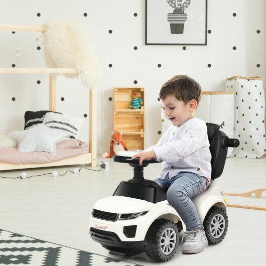 3 In 1 Ride on Push Car Toddler Stroller Sliding Car with Music-White at Set Shop and Smile
