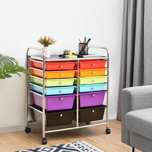 12 Drawers Rolling Cart Storage Scrapbook Paper Organizer Bins-Deep Multicolor at Set Shop and Smile