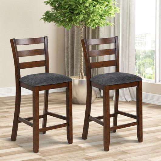 2 Pieces Counter Height Chairs with Fabric Seat and Rubber Wood Legs at Set Shop and Smile