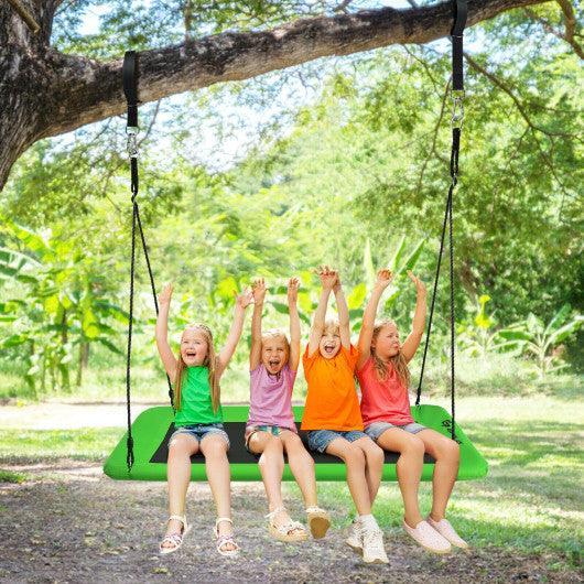 60 Inches Platform Tree Swing Outdoor with 2 Hanging Straps-Green at Set Shop and Smile
