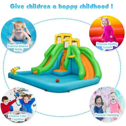 Inflatable Water Park Bounce House with Climbing Wall without Blower at Set Shop and Smile