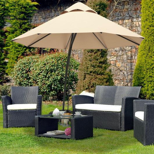 11 Feet Outdoor Cantilever Hanging Umbrella with Base and Wheels-Beige at Set Shop and Smile