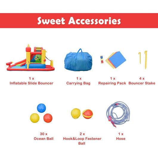Inflatable Water Slide Jumper Bounce House with Ocean Ball without Blower at Set Shop and Smile