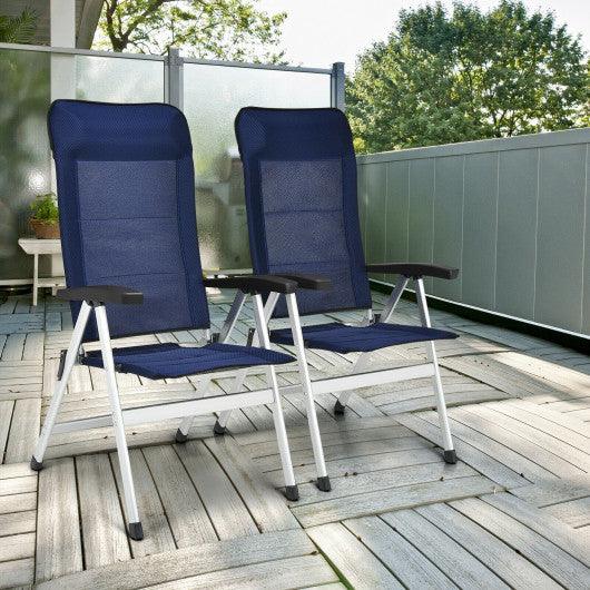 2Pcs Patio Dining Chair with Adjust Portable Headrest-Blue at Set Shop and Smile