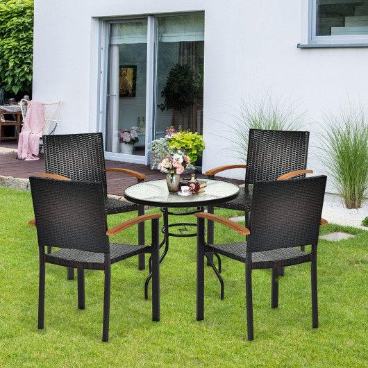 Set of 4 Outdoor Patio PE Rattan Dining Chairs with Powder-coated Steel Frame at Set Shop and Smile