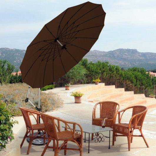 10 Feet Patio Offset Umbrella Market Hanging Umbrella for Backyard Poolside Lawn Garden-Tan at Set Shop and Smile