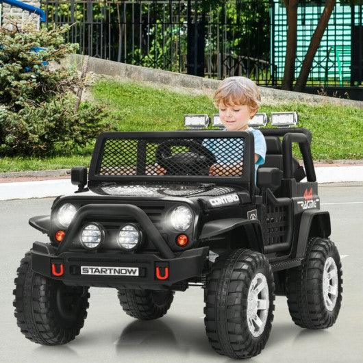 12V Kids Remote Control Electric Ride On Truck Car with Lights and Music -Black at Set Shop and Smile