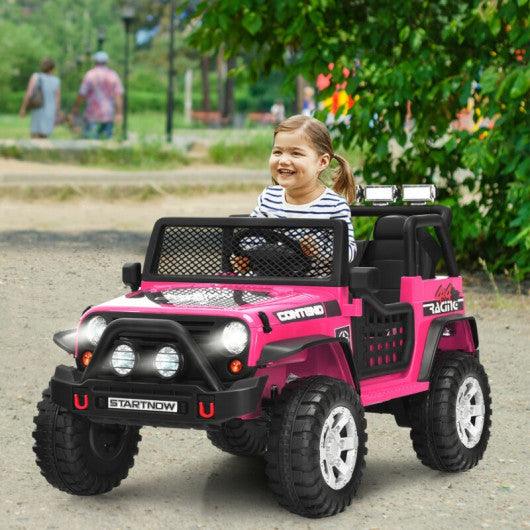 12V Kids Remote Control Electric Ride On Truck Car with Lights and Music -Pink at Set Shop and Smile