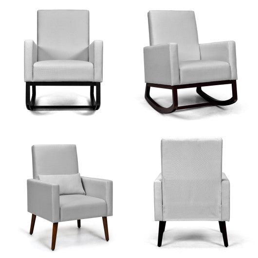 2-in-1 Fabric Upholstered Rocking Chair with Pillow-Light Gray at Set Shop and Smile