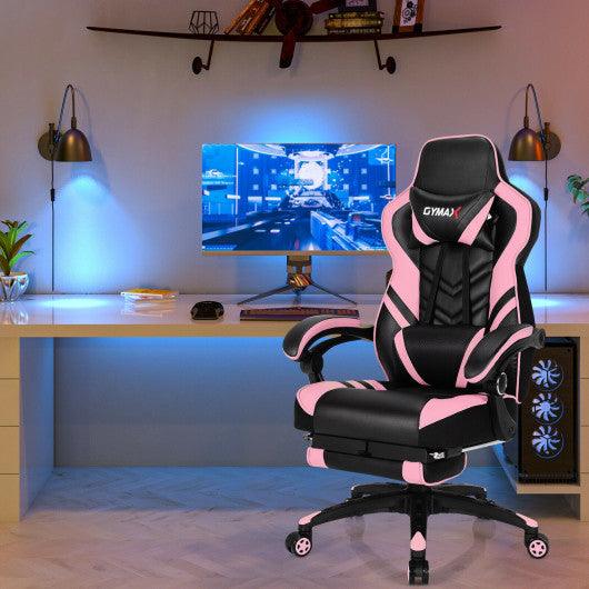Adjustable Gaming Chair with Footrest for Home Office-Pink at Set Shop and Smile