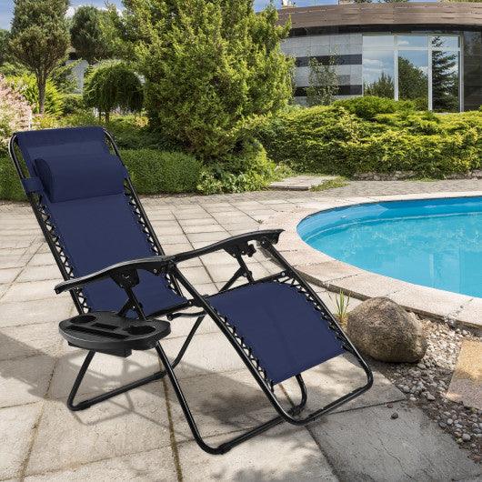 Outdoor Folding Zero Gravity Reclining Lounge Chair-Blue at Set Shop and Smile