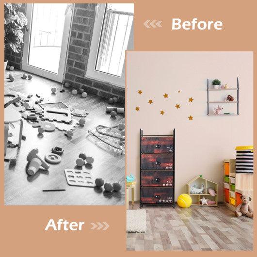 Industrial 4 Fabric Drawers Storage Dresser with Fabric Drawers and Steel Frame at Set Shop and Smile