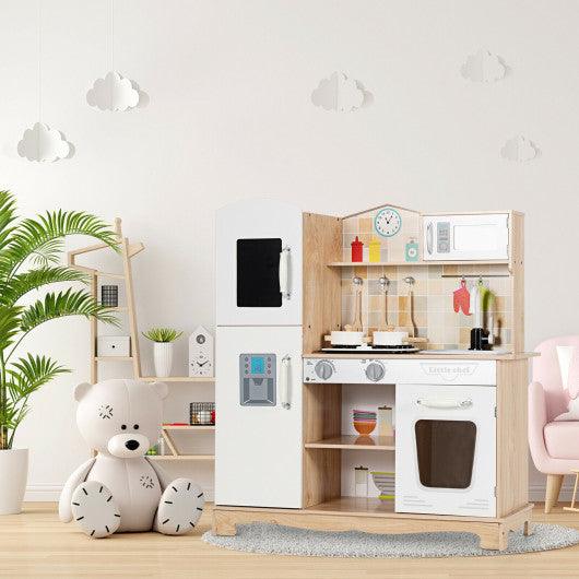 Wooden Kids Pretend Kitchen Playset Cooking Play Toy with Utensils and Sound at Set Shop and Smile