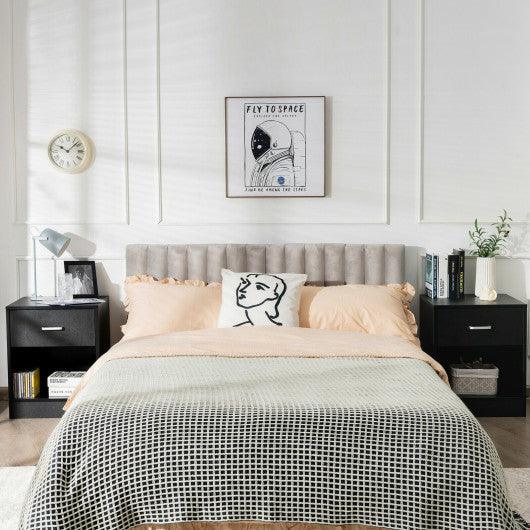 2 Pieces Nightstand with Storage Drawer and Cabinet-Black at Set Shop and Smile