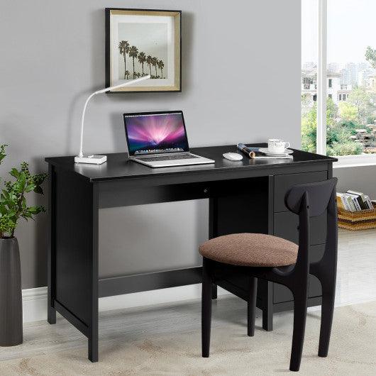 3-Drawer Home Office Study Computer Desk with Spacious Desktop-Black at Set Shop and Smile