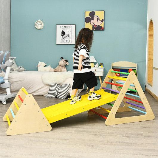 3 in 1 Wooden Set of 2 Triangle Climber with Ramp for Slid at Set Shop and Smile