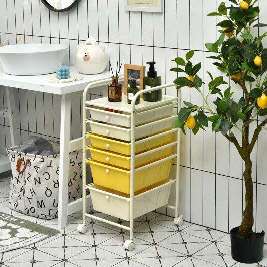 6 Drawers Rolling Storage Cart Organizer-Yellow at Set Shop and Smile