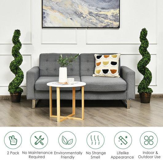 2 Pack 4 Feet Artificial Spiral Boxwood Topiary Indoor Outdoor Decor at Set Shop and Smile