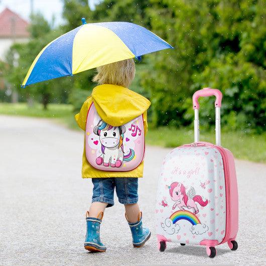 2 Pieces Kids Luggage Set 12 Inch Backpack and 16 Inch Kid Carry on Suitcase with Wheels at Set Shop and Smile