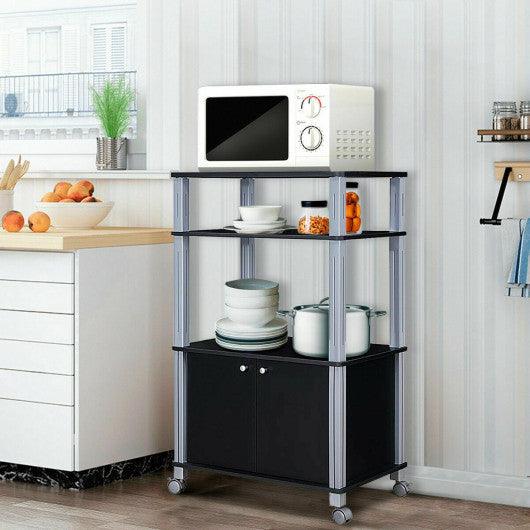 Microwave Rack Stand Rolling Storage Cart-Black at Set Shop and Smile