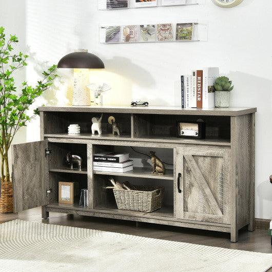 59 Inch TV Stand Media Center Console Cabinet with Barn Door for TV's 65 Inch-Natural at Set Shop and Smile