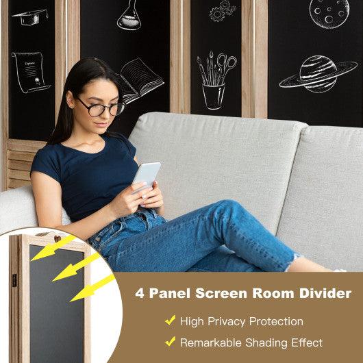 4-Panel Folding Privacy Room Divider Screen with Chalkboard at Set Shop and Smile