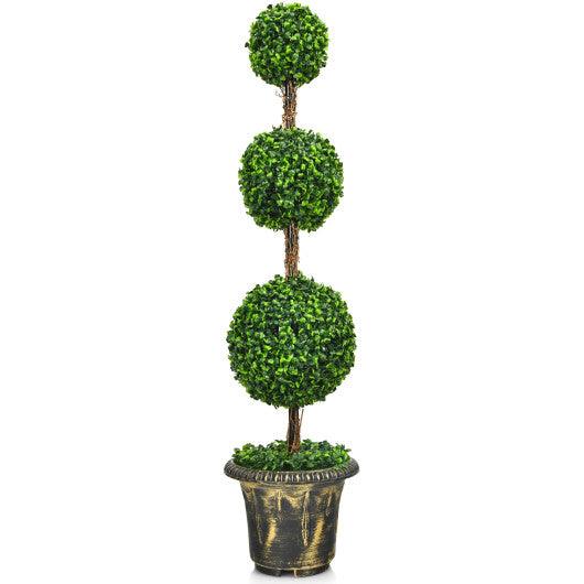 4 Feet Artificial Topiary Triple Ball Tree Plant at Set Shop and Smile