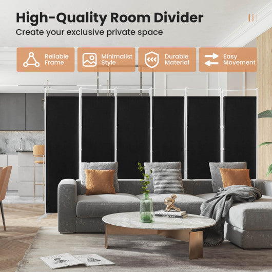 6-Panel Room Divider Folding Privacy Screen -Black - Set Shop and Smile