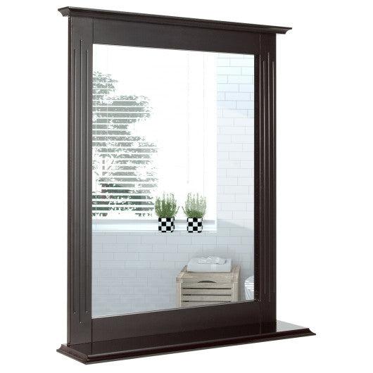 Wall-Mounted Multipurpose Vanity Mirror with Shelf-Brown at Set Shop and Smile