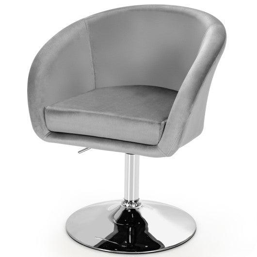 360 Degree Swivel Makeup Stool Accent Chair with Round Back and Metal Base-Gray at Set Shop and Smile