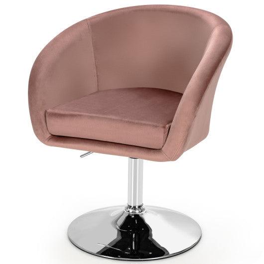 360 Degree Swivel Makeup Stool Accent Chair with Round Back and Metal Base-Pink at Set Shop and Smile