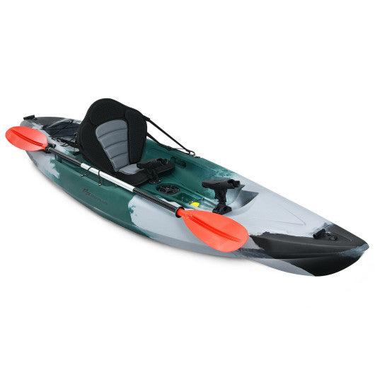 Sit-on-Top Fishing Kayak Boat With Fishing Rod Holders and Paddle-Gray at Set Shop and Smile