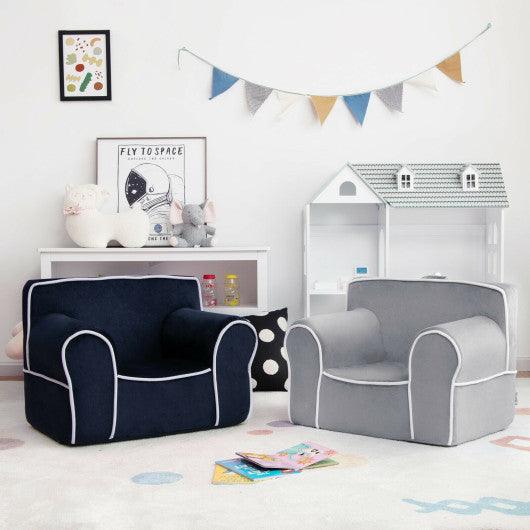 Upholstered Kids Sofa with Velvet Fabric and High-Quality Sponge-Gray at Set Shop and Smile