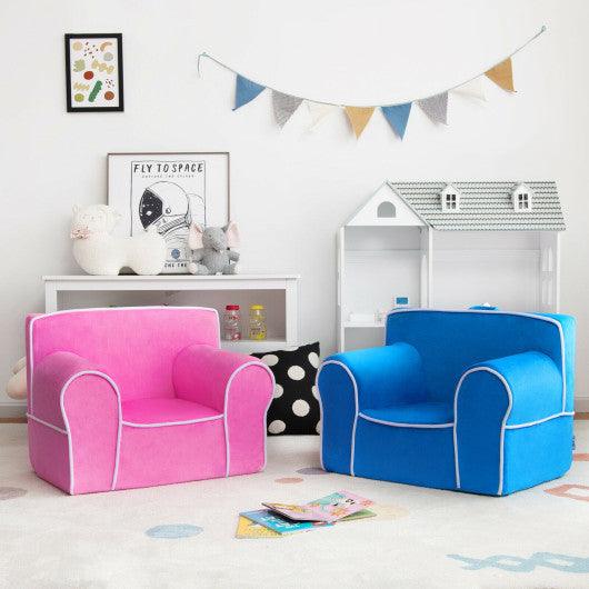 Upholstered Kids Sofa with Velvet Fabric and High-Quality Sponge-Blue at Set Shop and Smile