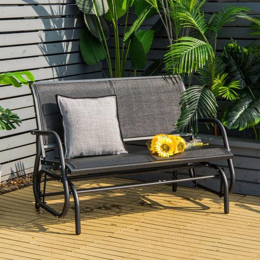 Swing Glider Chair 48 Inch Loveseat Rocker Lounge Backyard-Black at Set Shop and Smile