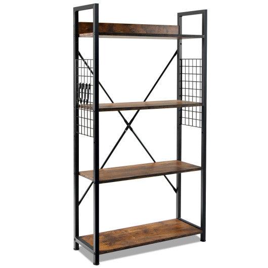 4 -Tier Industrial Open Storage Bookshelf-Coffee at Set Shop and Smile