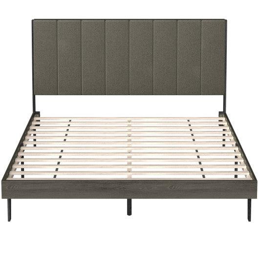Queen Size Upholstered Bed Frame with Tufted Headboard at Set Shop and Smile
