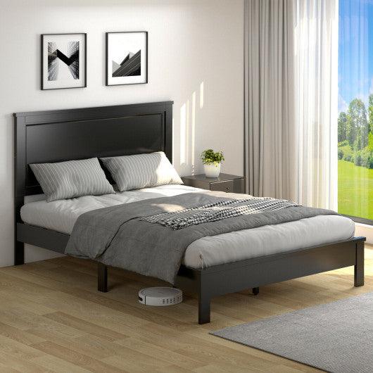 Full Size Platform Slat Bed Frame with High Headboard-Black at Set Shop and Smile