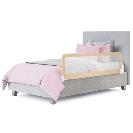 59 Inch Folding Breathable Baby Bed Rail Guard with Safety Strap-Beige at Set Shop and Smile