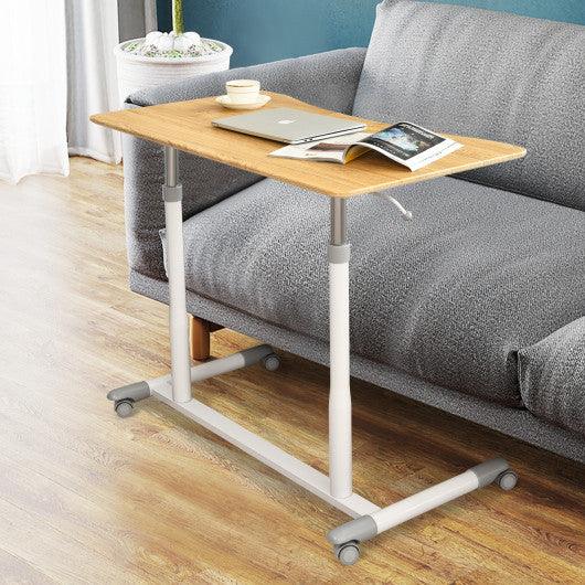 Height Adjustable Computer Desk Sit to Stand Rolling Notebook Table -Natural at Set Shop and Smile